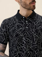Mens Printed Polo Collar Half Sleeves Regular Fit Tshirt
