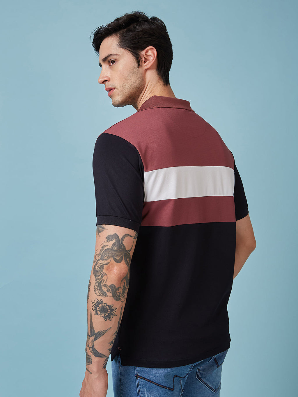 Men's Cut & Sew Polo Neck Half Sleeves T-shirts