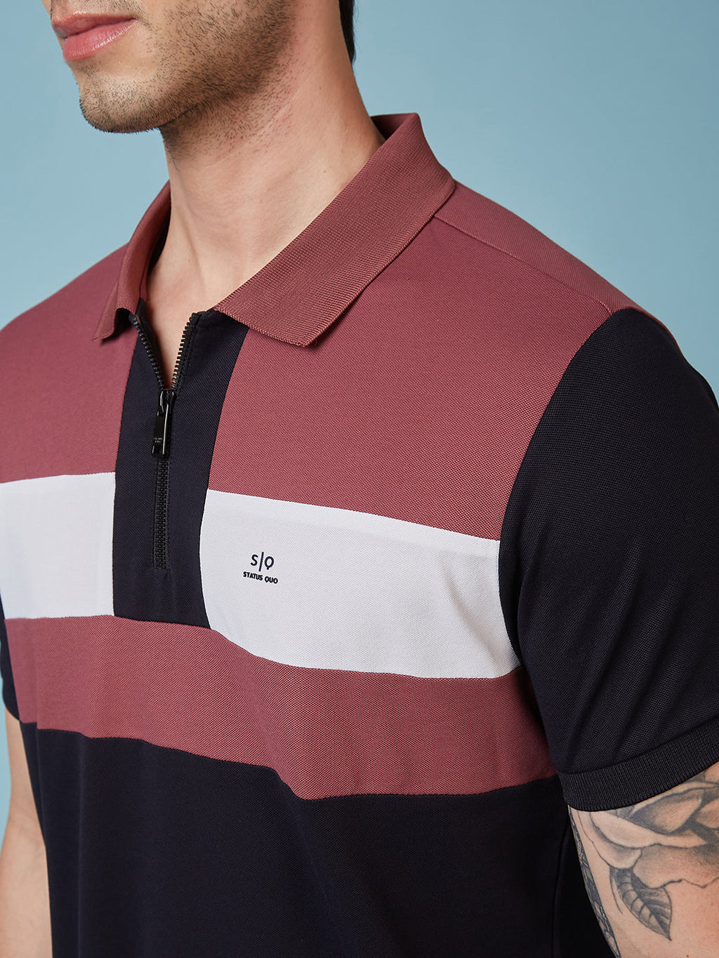 Men's Cut & Sew Polo Neck Half Sleeves T-shirts