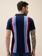 Men's Striped Polo Collar Half Sleeves Regular Fit Tshirt