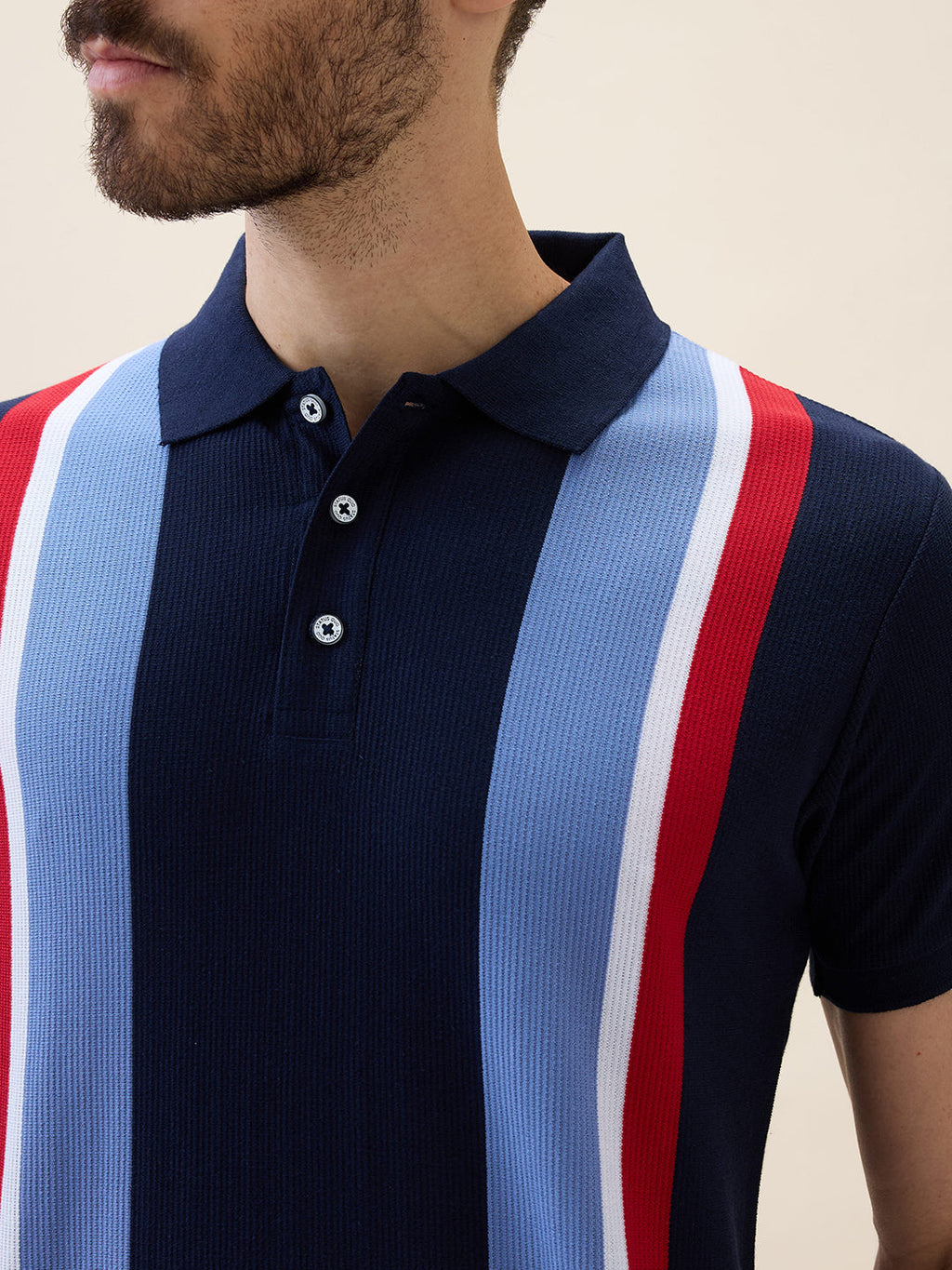 Men's Striped Polo Collar Half Sleeves Regular Fit Tshirt
