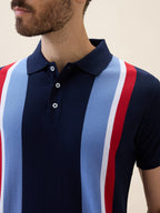 Men's Striped Polo Collar Half Sleeves Regular Fit Tshirt