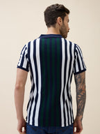 Men's Striped Polo Collar Half Sleeves Regular Fit Tshirt