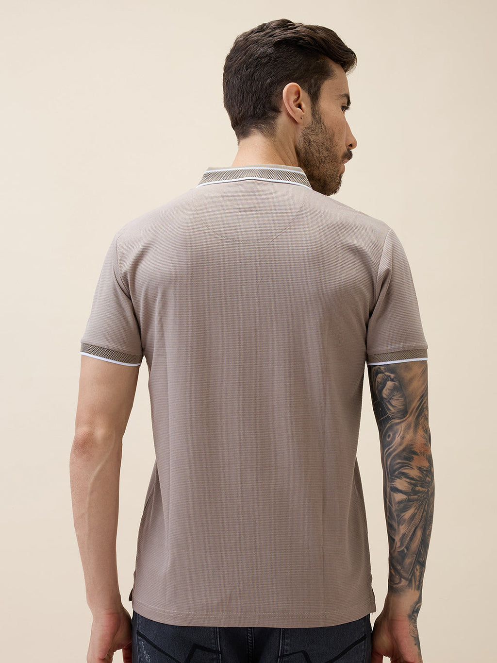 Mens Solid Polo Collar Half Sleeves Regular Fit Tshirt