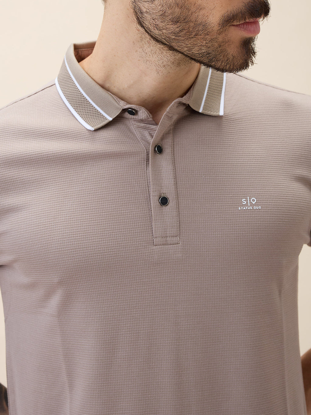 Mens Solid Polo Collar Half Sleeves Regular Fit Tshirt