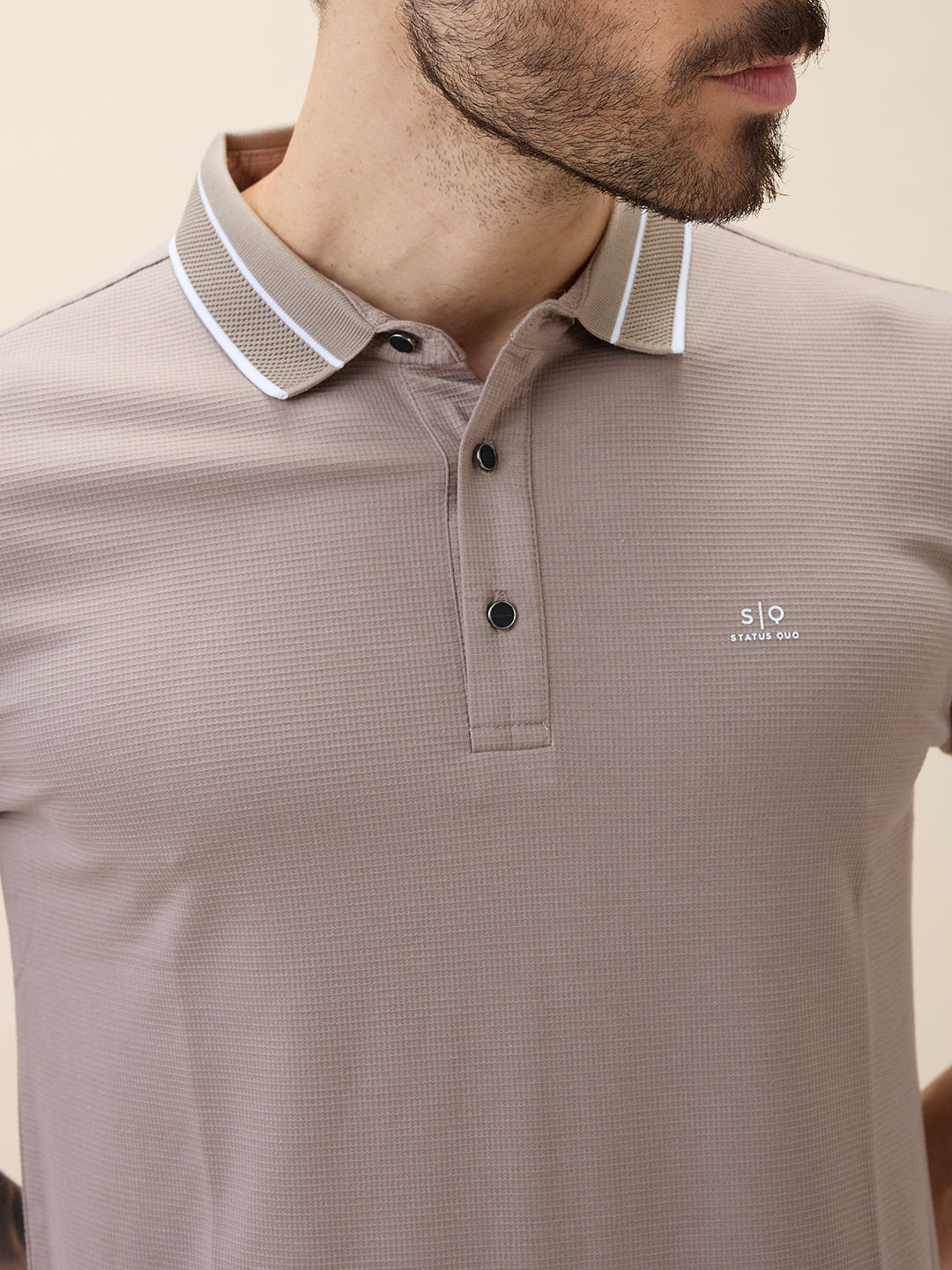Mens Solid Polo Collar Half Sleeves Regular Fit Tshirt