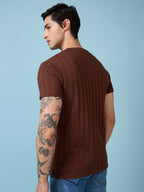 Men's Solid Henley Neck Half Sleeves T-shirts