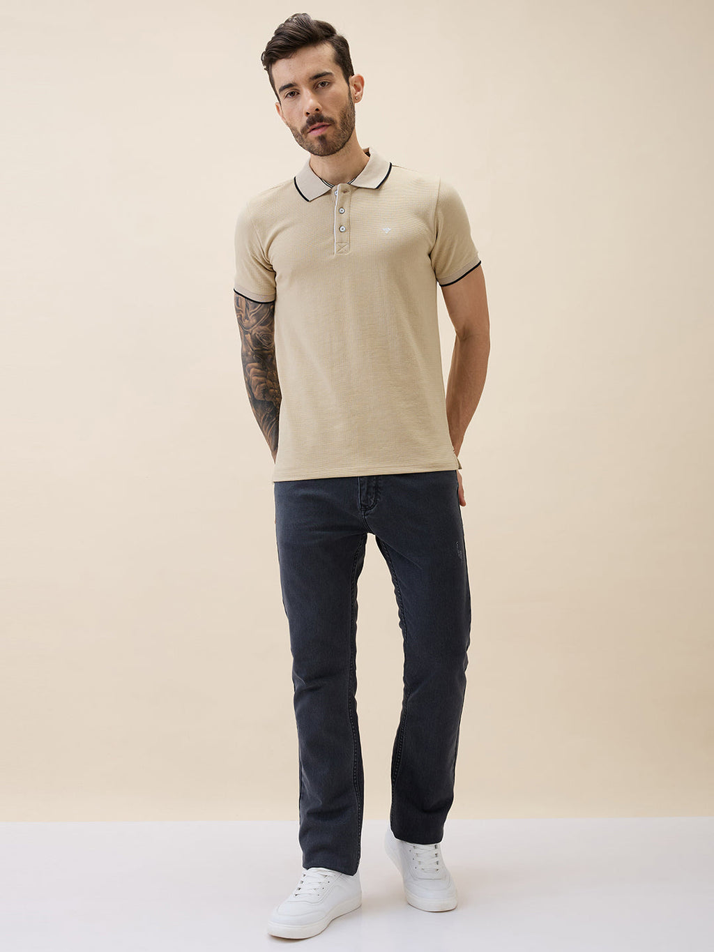 Men's Solid Polo Collar Half Sleeves Regular Fit Tshirt