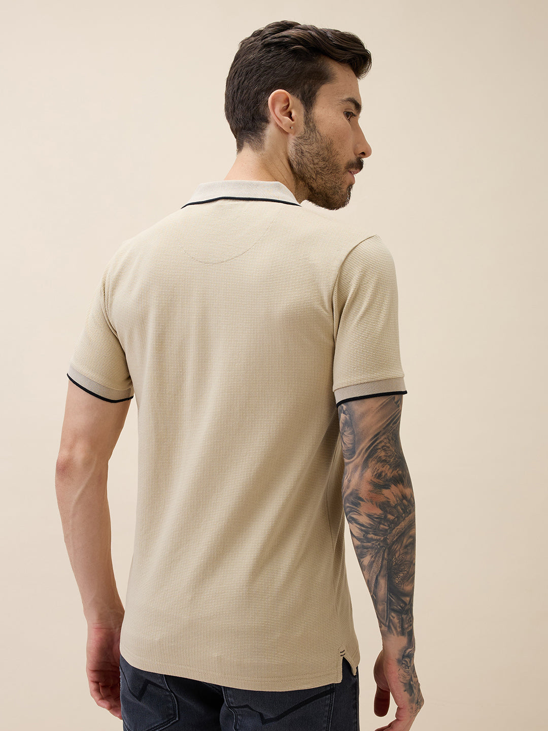 Men's Solid Polo Collar Half Sleeves Regular Fit Tshirt