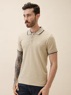 Men's Solid Polo Collar Half Sleeves Regular Fit Tshirt
