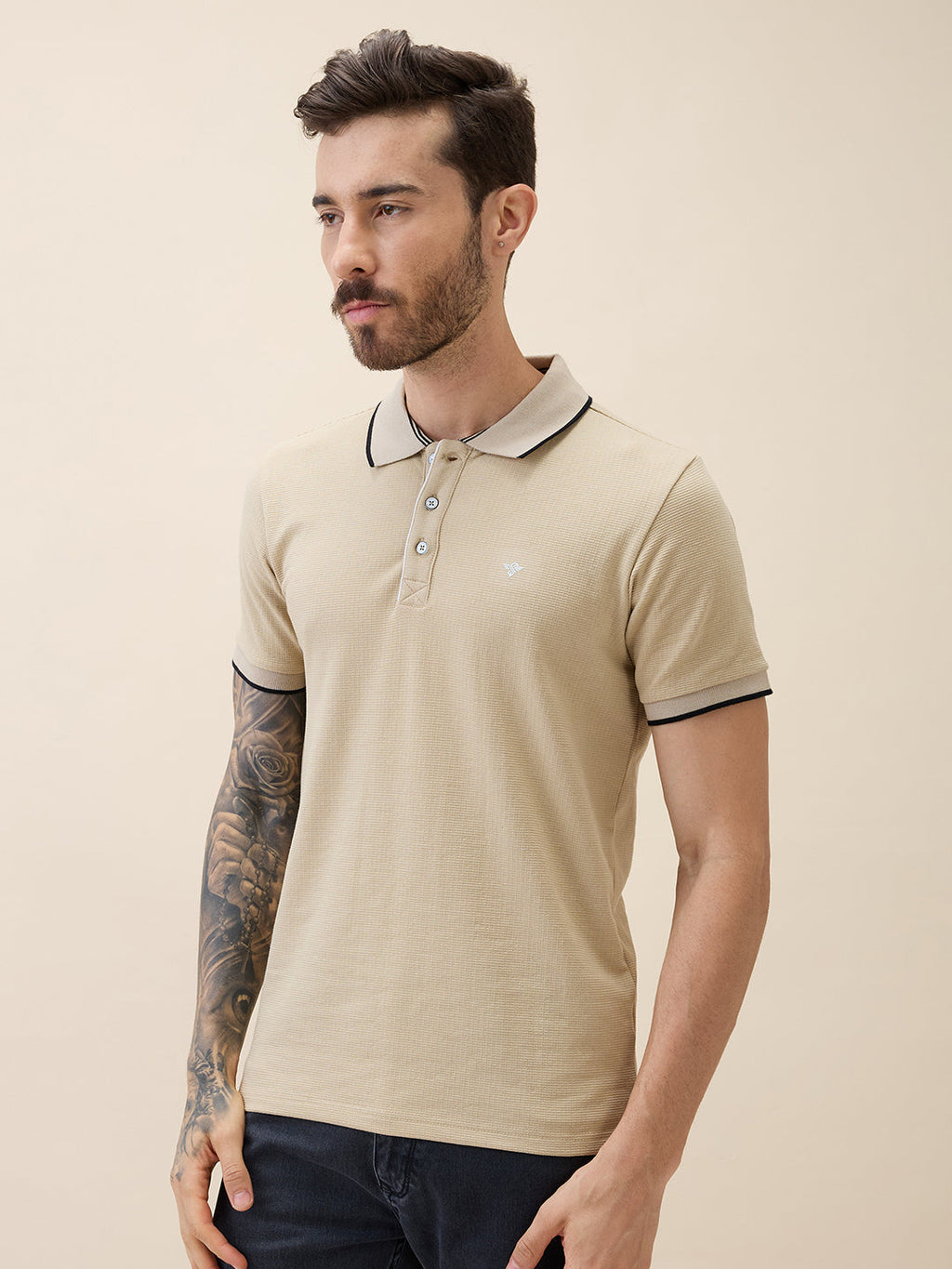 Men's Solid Polo Collar Half Sleeves Regular Fit Tshirt