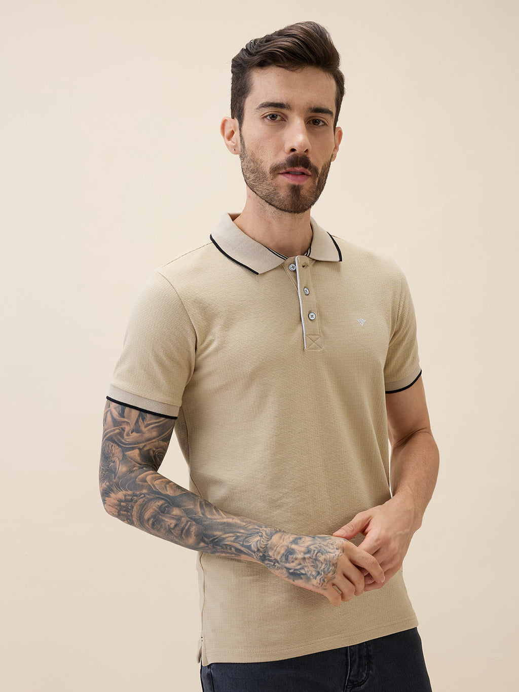 Men's Solid Polo Collar Half Sleeves Regular Fit Tshirt