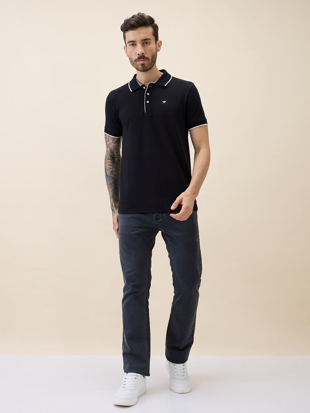 Men's Solid Polo Collar Half Sleeves Regular Fit Tshirt