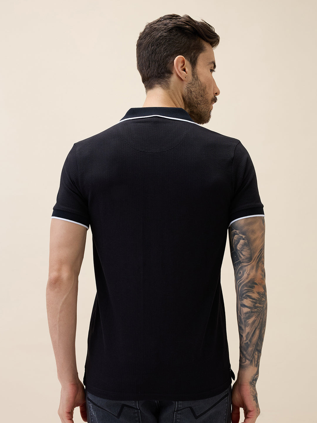 Men's Solid Polo Collar Half Sleeves Regular Fit Tshirt