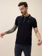 Men's Solid Polo Collar Half Sleeves Regular Fit Tshirt
