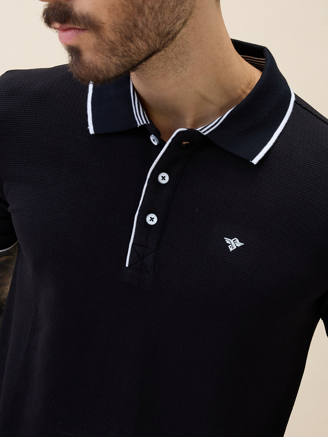 Men's Solid Polo Collar Half Sleeves Regular Fit Tshirt