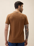 Mens Solid Polo Collar Half Sleeves Regular Fit Tshirt