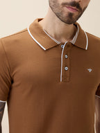 Mens Solid Polo Collar Half Sleeves Regular Fit Tshirt