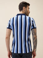 Men's Striped Polo Collar Half Sleeves Regular Fit Tshirt