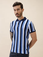 Men's Striped Polo Collar Half Sleeves Regular Fit Tshirt
