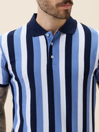 Men's Striped Polo Collar Half Sleeves Regular Fit Tshirt