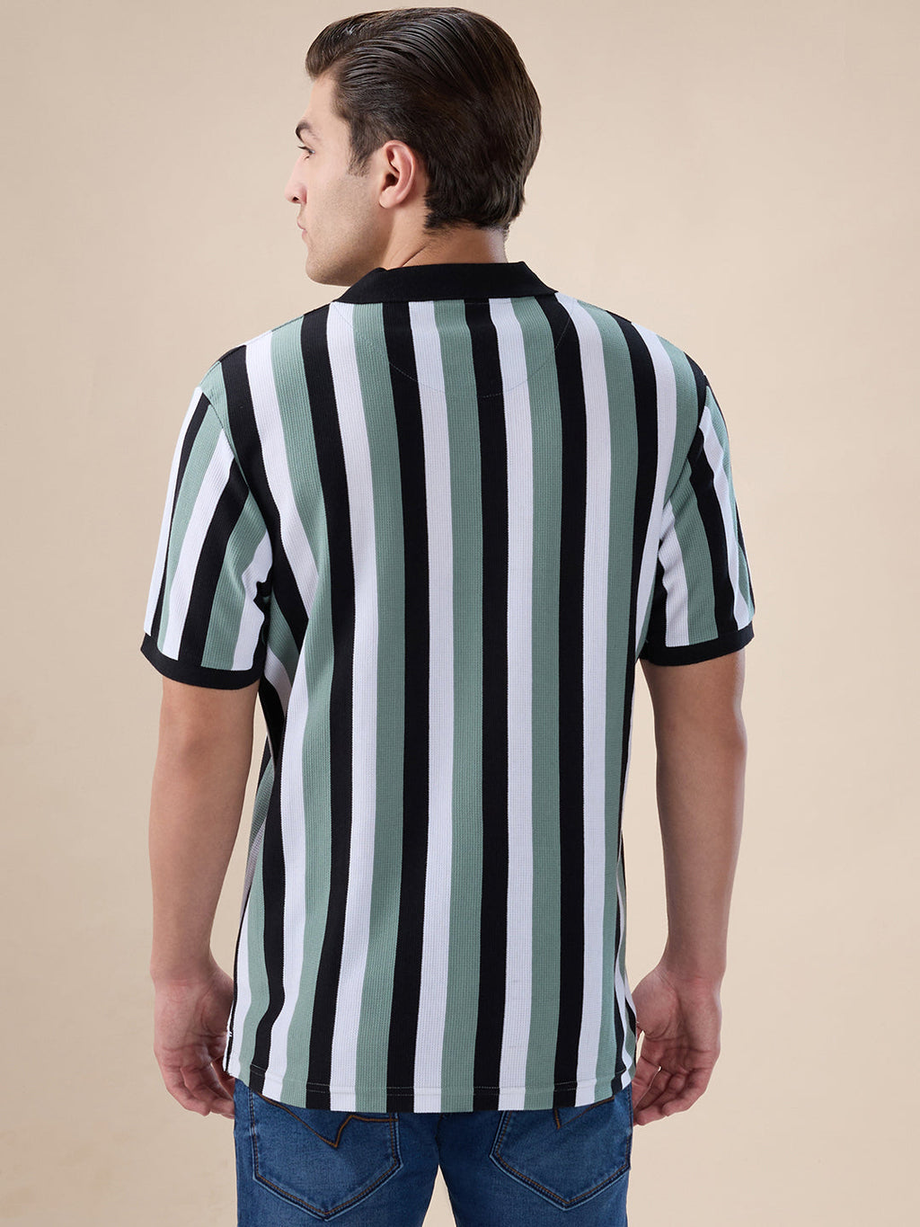 Sage/Navy Striped Polo