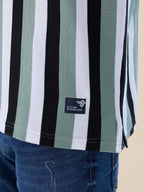 Sage/Navy Striped Polo