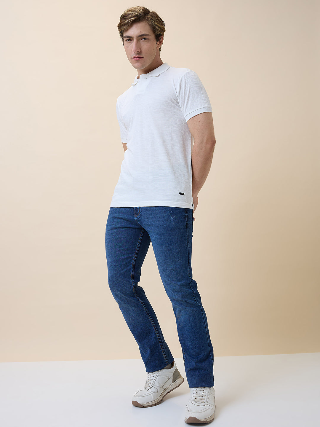 Status Quo Men's Striped Polo Collar Half Sleeves Regular Fit T-shirt