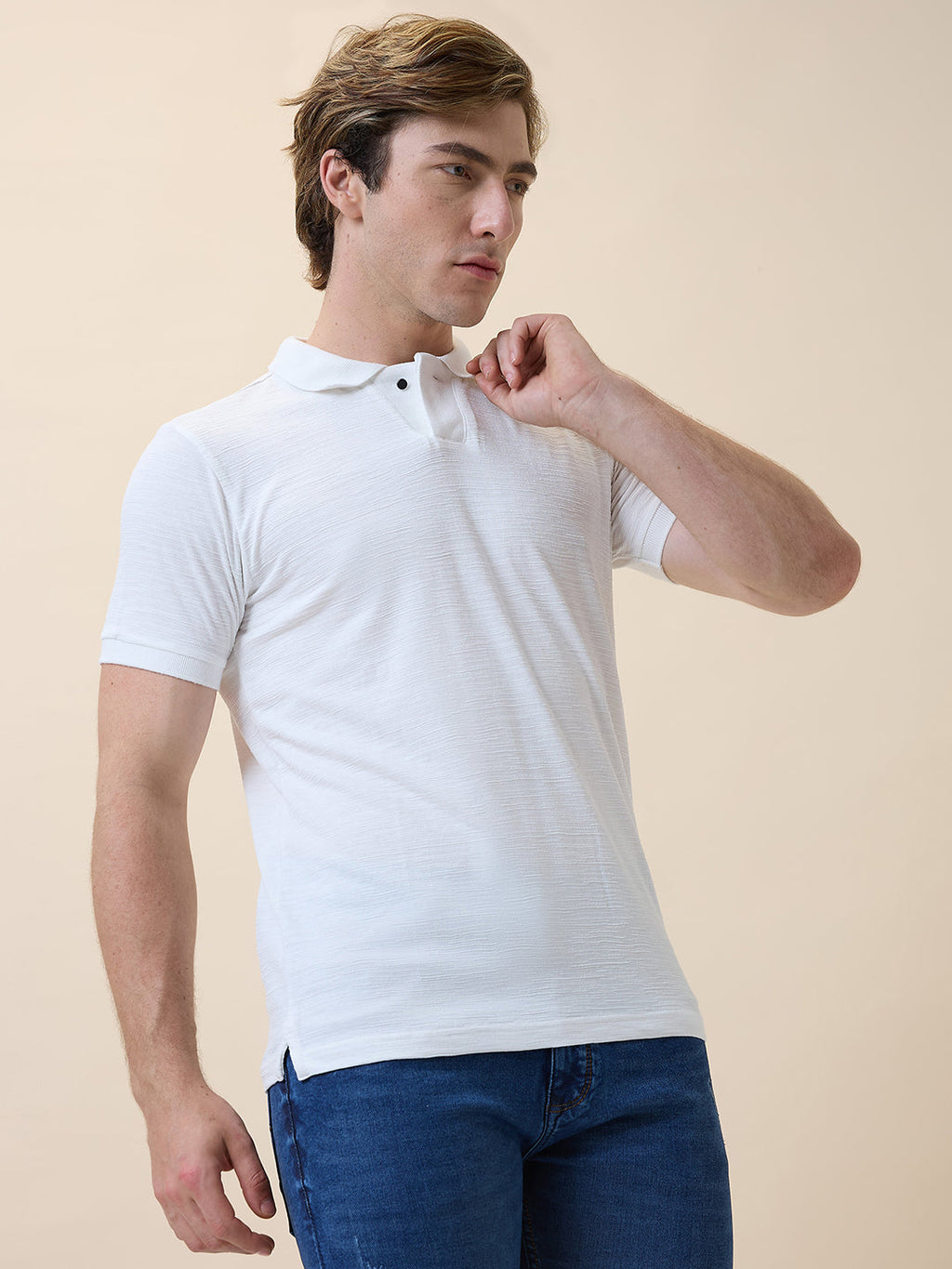 Status Quo Men's Striped Polo Collar Half Sleeves Regular Fit T-shirt