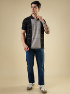 Mens All-Over Stripes Printed Half Sleeves Regular Fit Tshirt