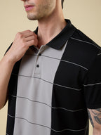 Mens All-Over Stripes Printed Half Sleeves Regular Fit Tshirt