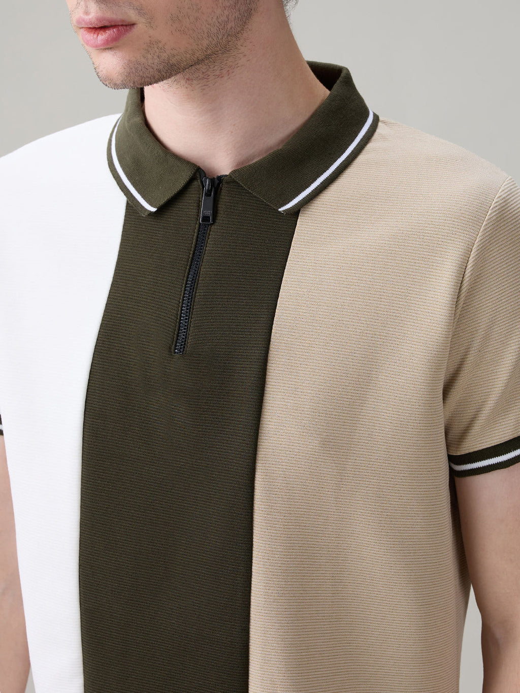 Status Quo Men's Cut & Sew Polo Collar Half Sleeves Regular Fit T-Shirt