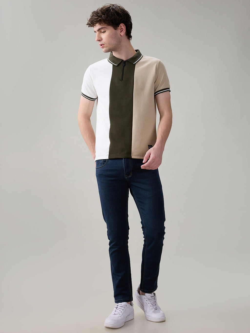 Status Quo Men's Cut & Sew Polo Collar Half Sleeves Regular Fit T-Shirt