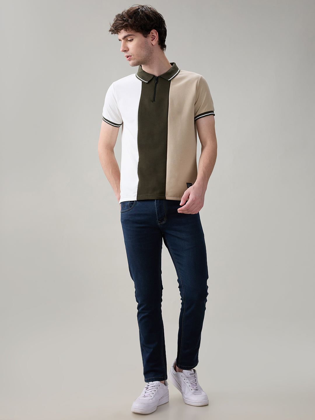 Status Quo Men's Cut & Sew Polo Collar Half Sleeves Regular Fit T-Shirt