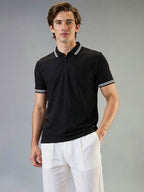 Status Quo Men's Solid Polo Collar Half Sleeves Regular Fit T-shirt