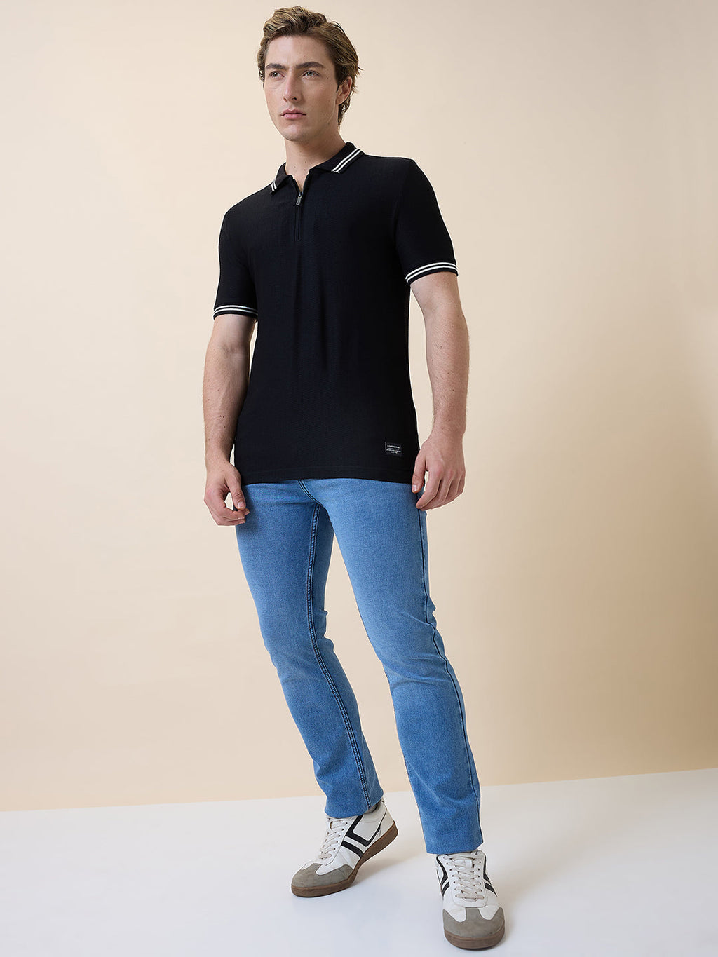 Status Quo Men's Solid Polo Collar Half Sleeves Regular Fit T-shirt