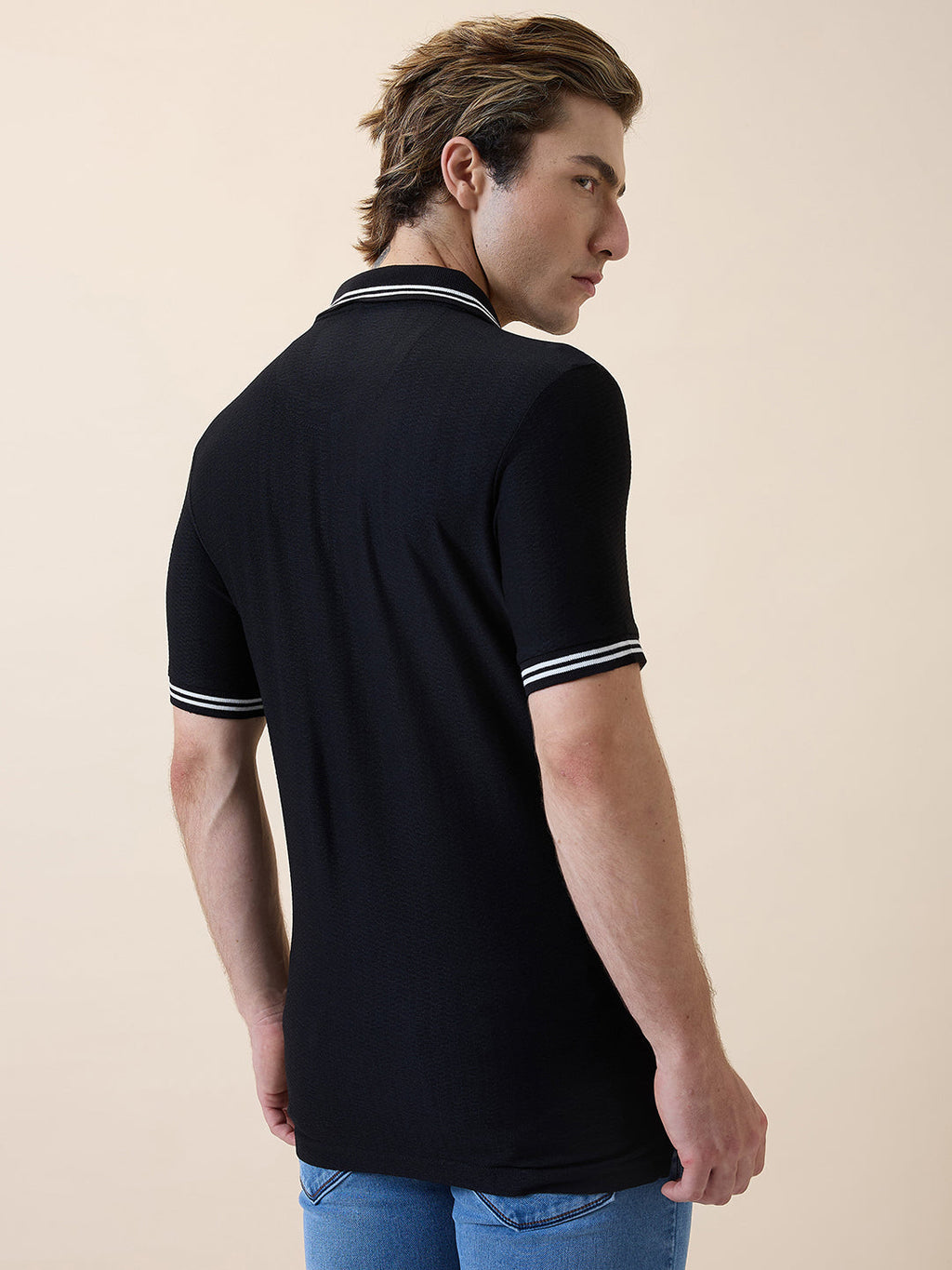 Status Quo Men's Solid Polo Collar Half Sleeves Regular Fit T-shirt