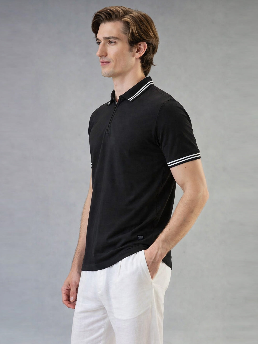 Status Quo Men's Solid Polo Collar Half Sleeves Regular Fit T-shirt