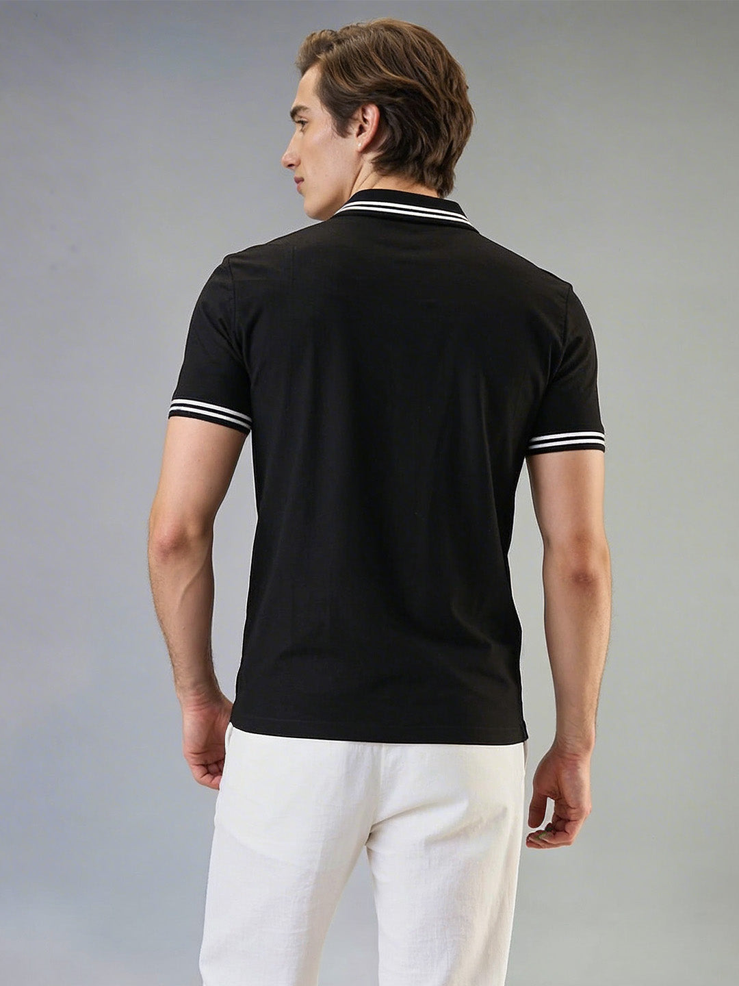 Status Quo Men's Solid Polo Collar Half Sleeves Regular Fit T-shirt