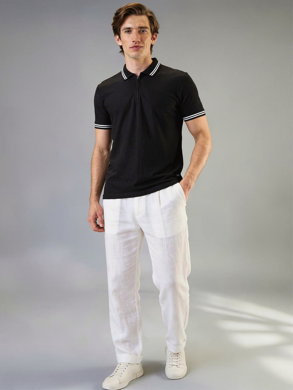 Status Quo Men's Solid Polo Collar Half Sleeves Regular Fit T-shirt