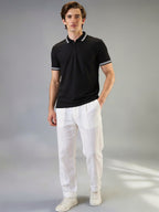 Status Quo Men's Solid Polo Collar Half Sleeves Regular Fit T-shirt