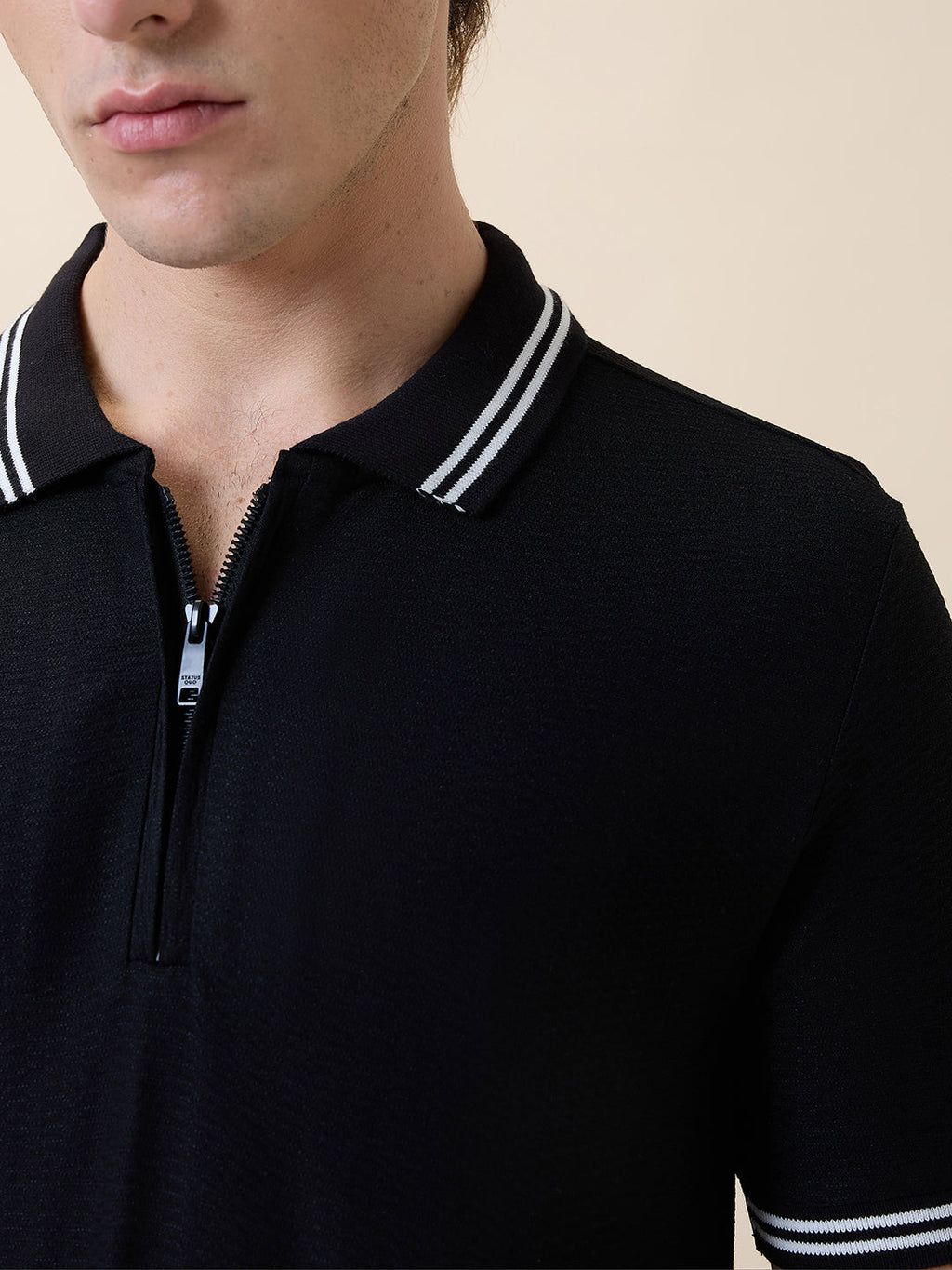Status Quo Men's Solid Polo Collar Half Sleeves Regular Fit T-shirt