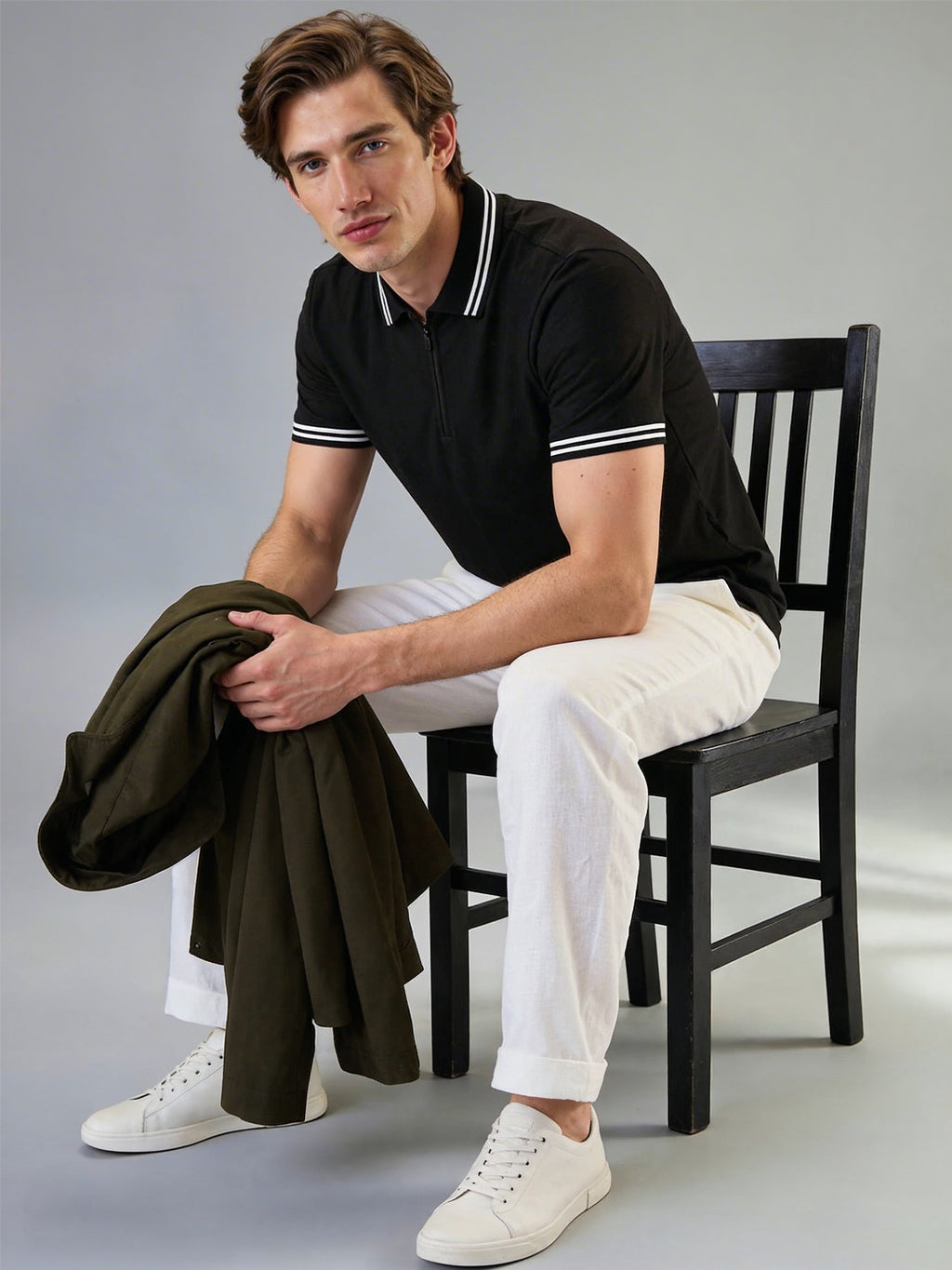 Status Quo Men's Solid Polo Collar Half Sleeves Regular Fit T-shirt