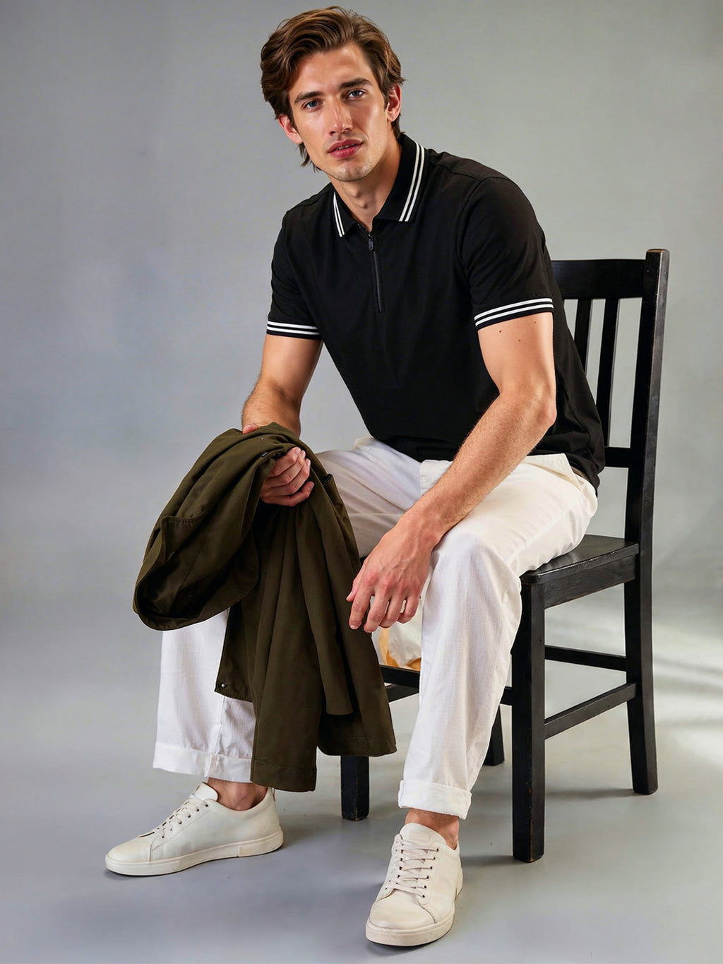 Status Quo Men's Solid Polo Collar Half Sleeves Regular Fit T-shirt