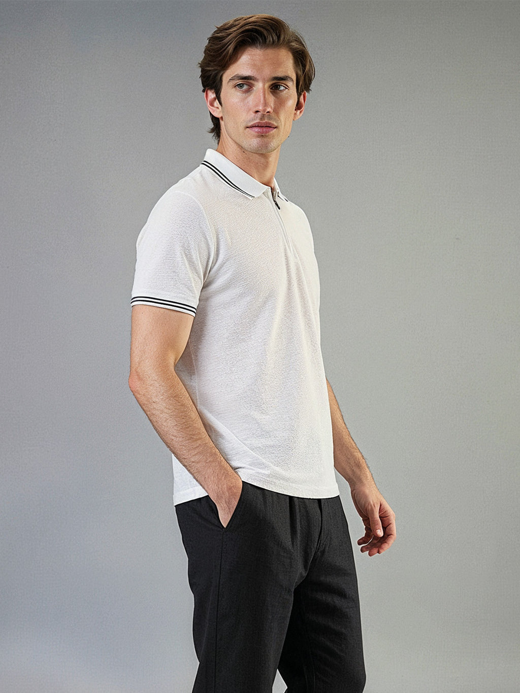 Men's Solid Polo Collar Half Sleeves Regular Fit T-shirt