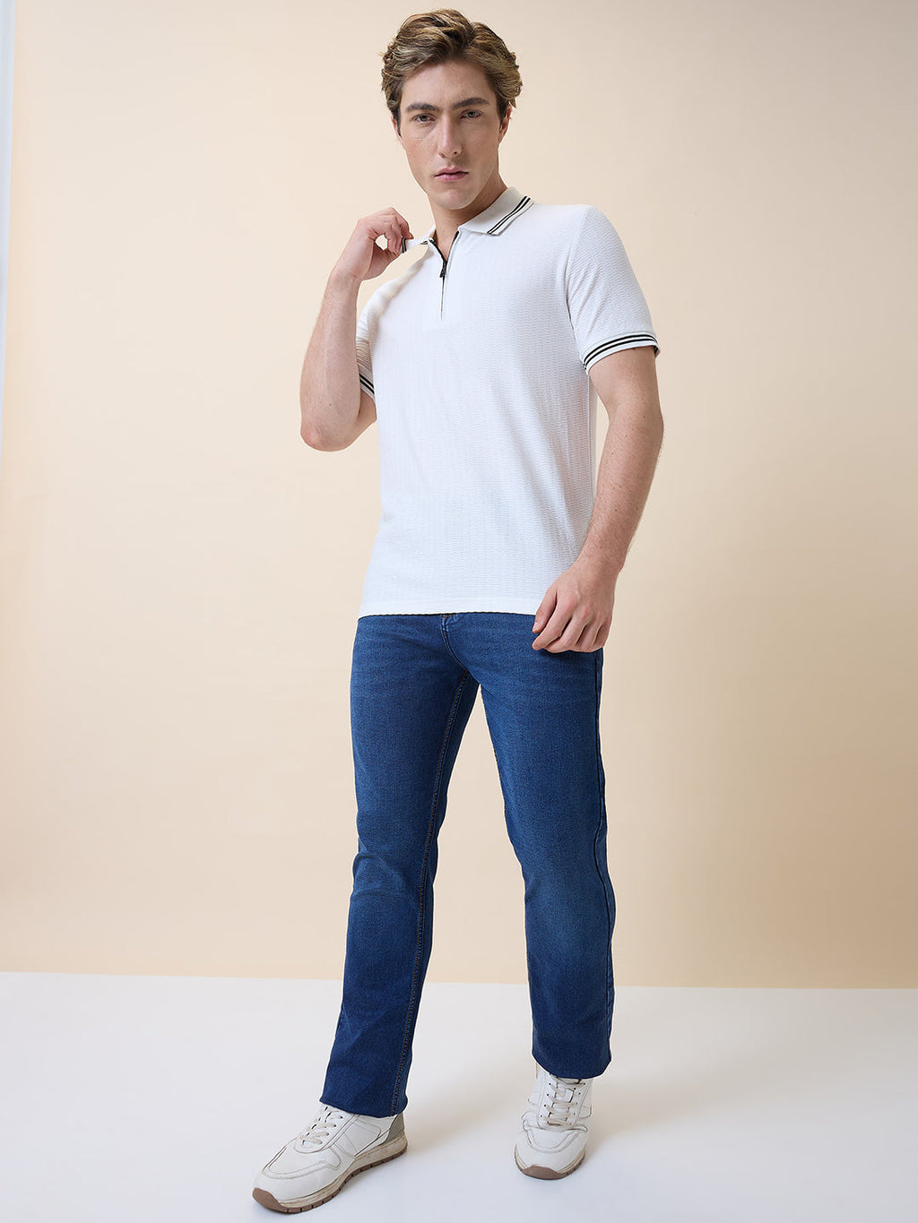 Men's Solid Polo Collar Half Sleeves Regular Fit T-shirt
