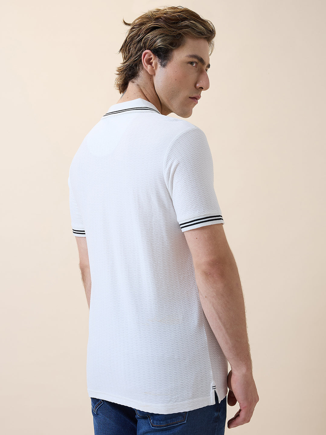 Men's Solid Polo Collar Half Sleeves Regular Fit T-shirt