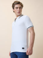 Men's Solid Polo Collar Half Sleeves Regular Fit T-shirt