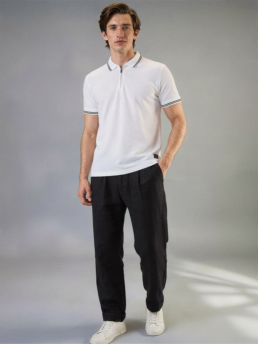 Men's Solid Polo Collar Half Sleeves Regular Fit T-shirt