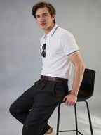 Men's Solid Polo Collar Half Sleeves Regular Fit T-shirt